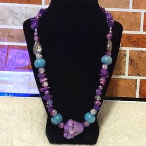 Purple Precious Stone glass Necklace